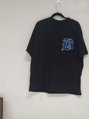 Boohoo Black Short-Sleeve Tee with Blue Chest Logo
